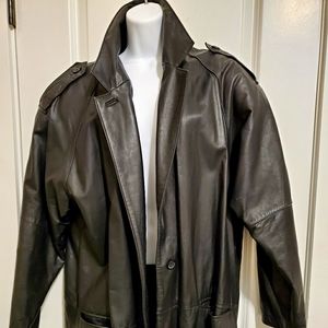 Vintage 80’s Black Leather Coat / Jacket